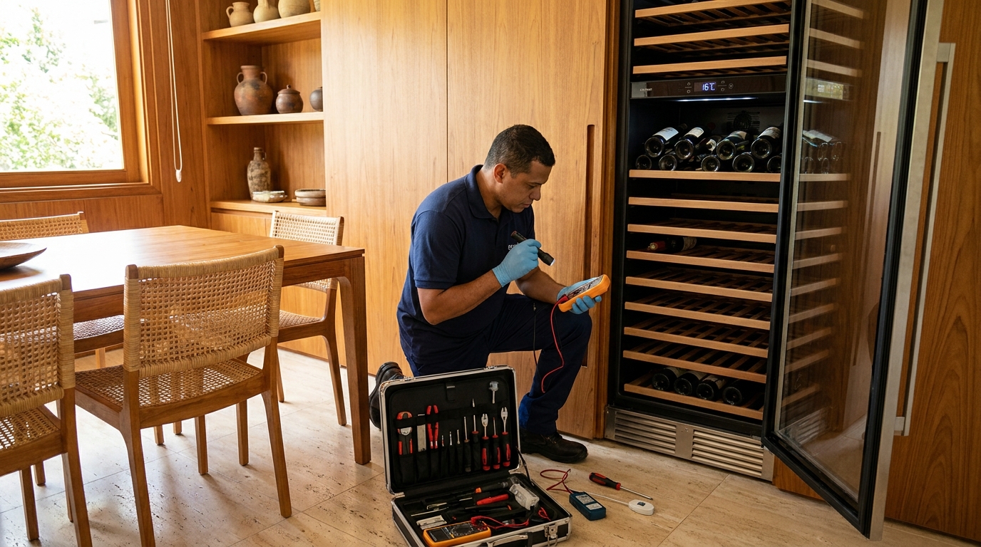 Troca de termostato de adega climatizada em atendimento técnico em Ribeirão Preto‑SP